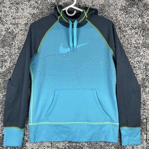 Nike‎ Thermafit Long Sleeve Hoodie Sweatshirt Mens Medium Blue Thumbholes Run